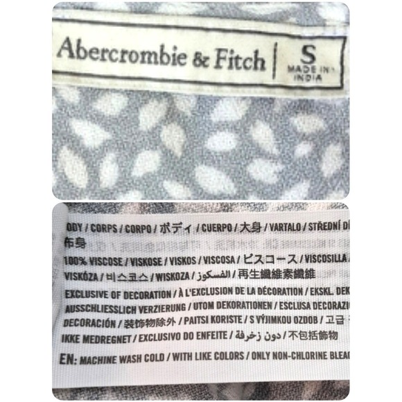 Abercrombie & Fitch Midi Ruffle Wrap Dress size S grey white summer romantic - Picture 14 of 14